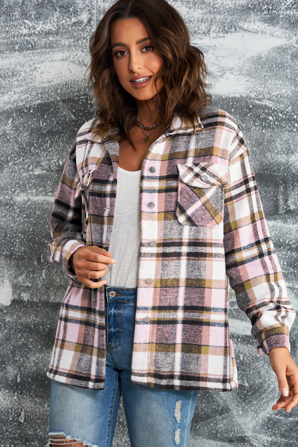 Let's Talk Plaid Jacket- 4 Colors (Pink, Red, Khaki, Blue)