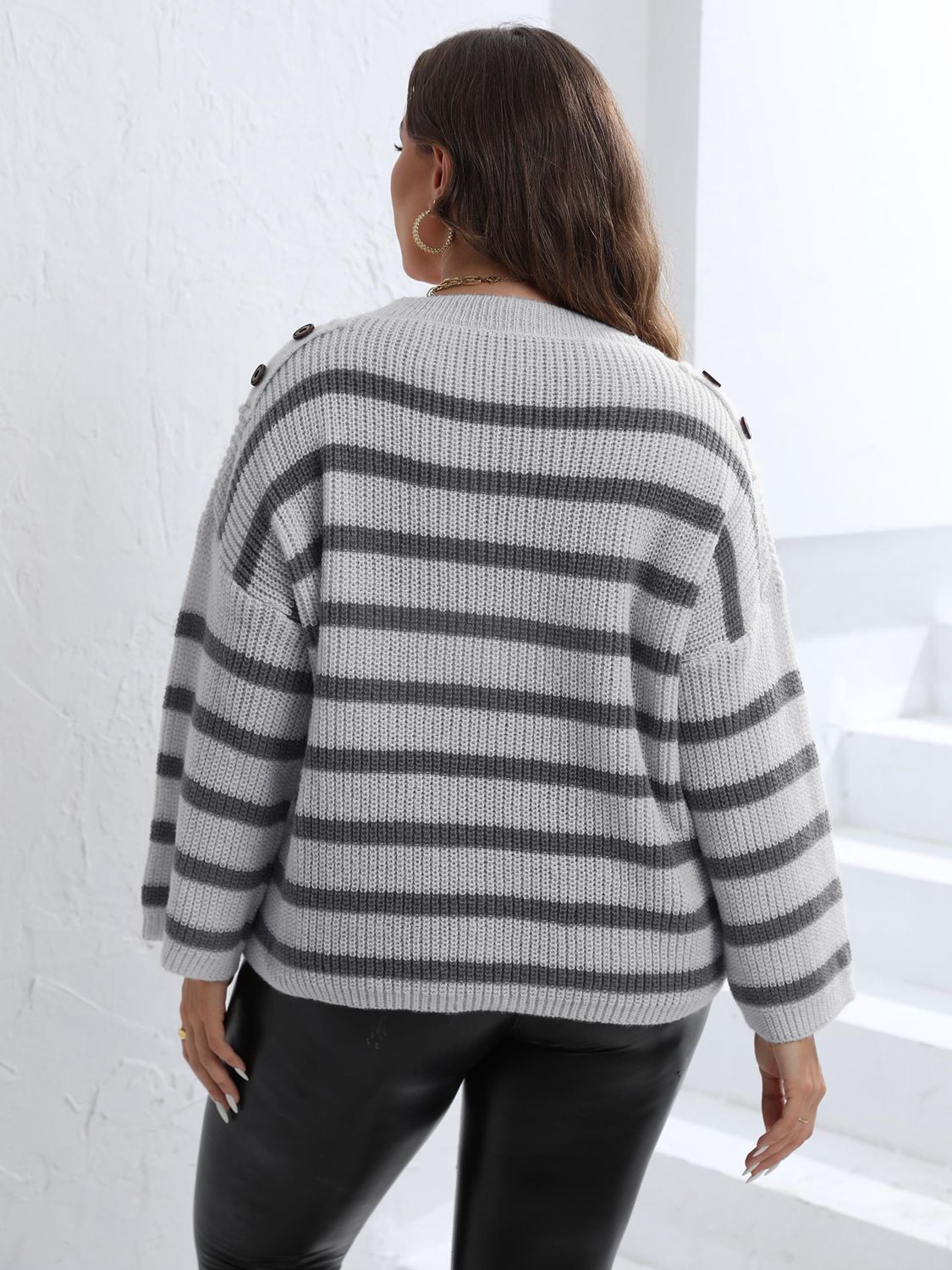 Striped Dropped Shoulder Sweater