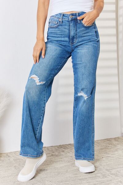 The Missy- Distressed Straight Leg Judy Blue Jeans