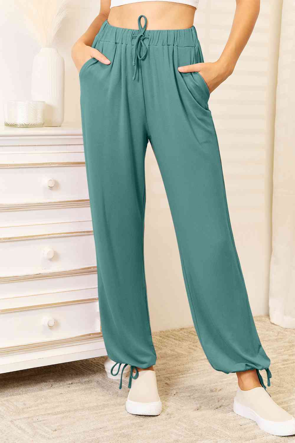 Drawstring Waist Pants- 3 Colors (Teal, Navy, Mauve)