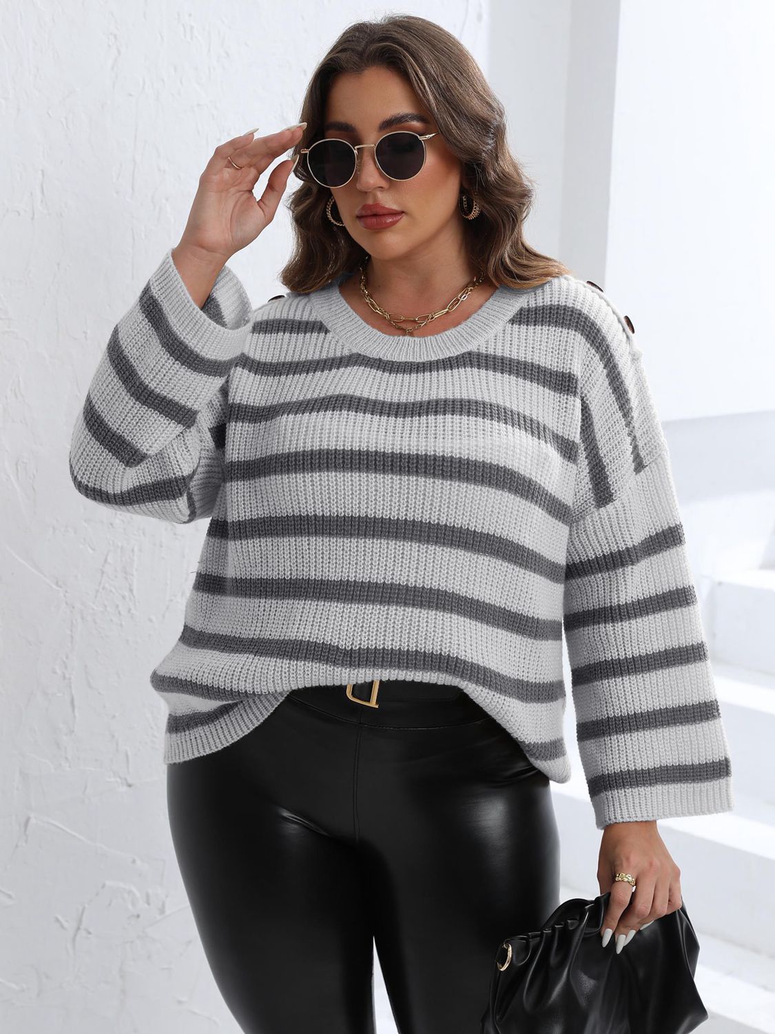 Striped Dropped Shoulder Sweater