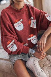 Sequin Santa Sweatshirt- 2 Colors (Red, Black)