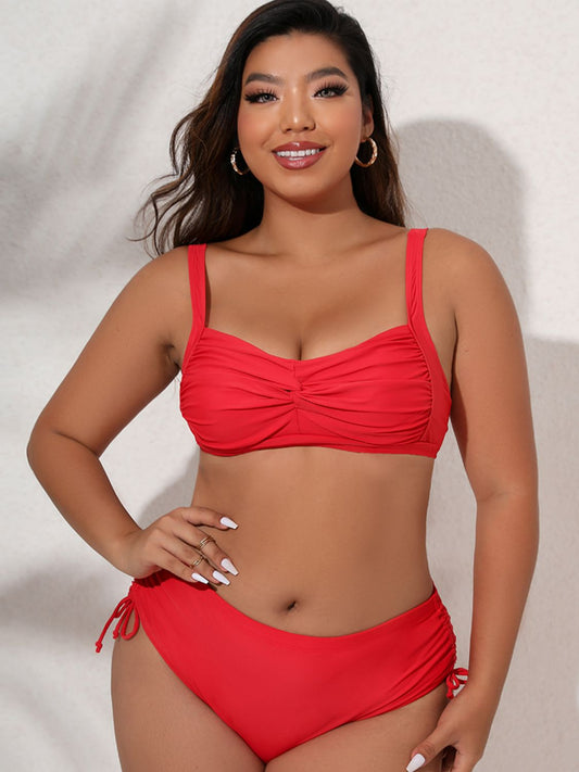 Plus Size Twist Tie Bikini Set- 5 Colors (Red, Blue, Fuschia, Black, Navy)