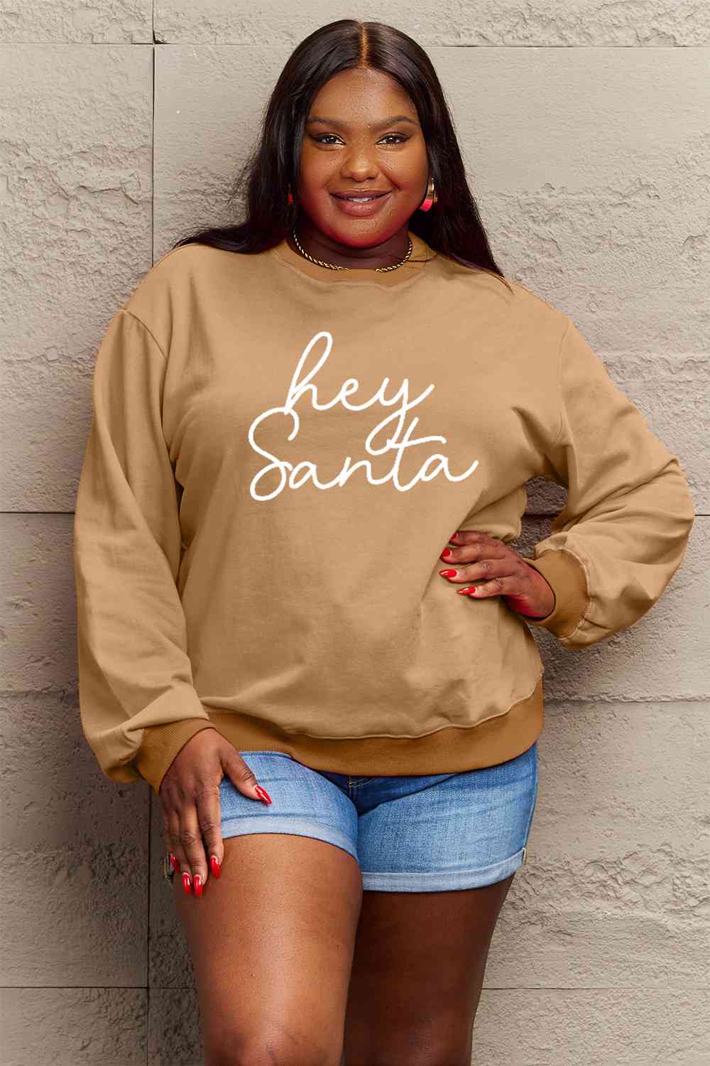 Hey Santa Sweatshirt- 3 Colors (Red, Black, Taupe)