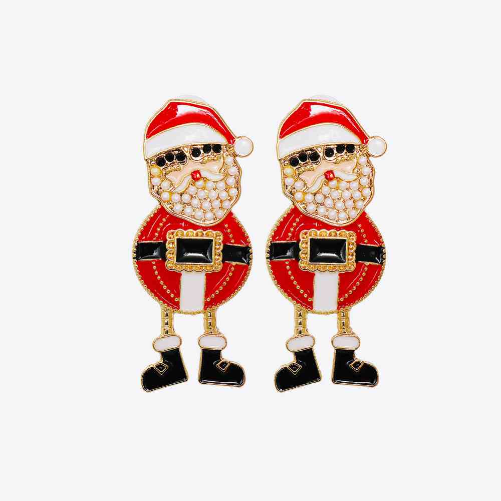 Rhinestone Santa Earrings