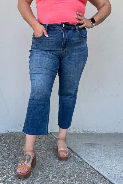 The Doris- Judy Blue Denim- Wide Leg Cropped Jeans