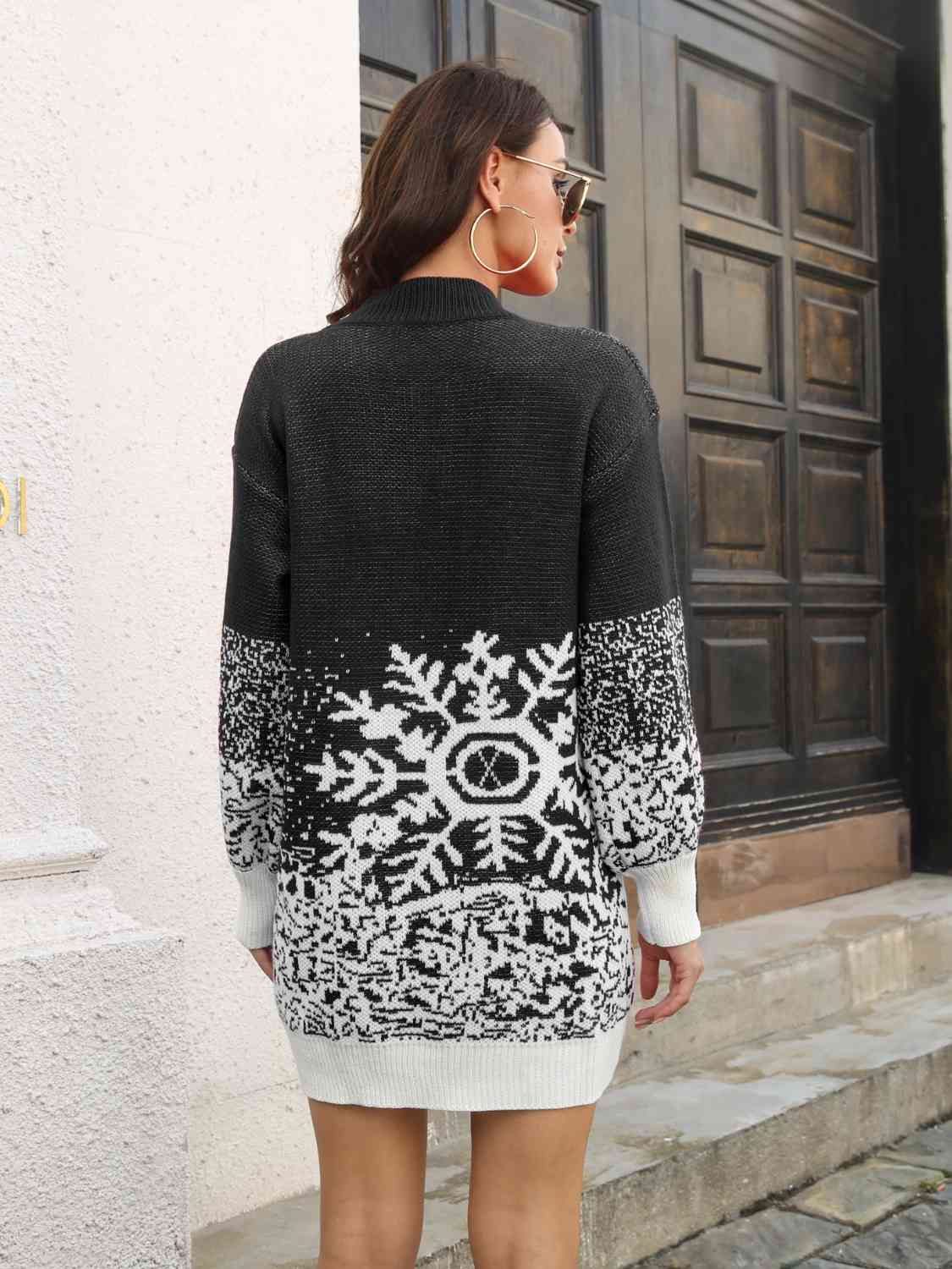 Snowflake Sweater Dress- 2 Colors (Red, Black)