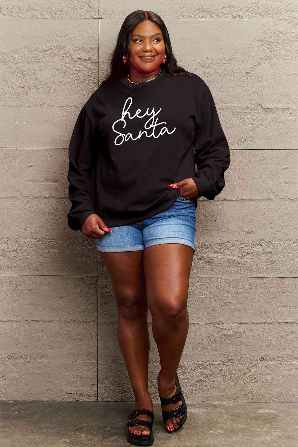 Hey Santa Sweatshirt- 3 Colors (Red, Black, Taupe)