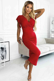 Red Ruched Dress