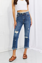 The Riss- RISEN Cropped Straight Leg Jeans