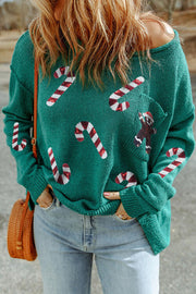 Sequin Candycane & Gingerbread Man Sweater