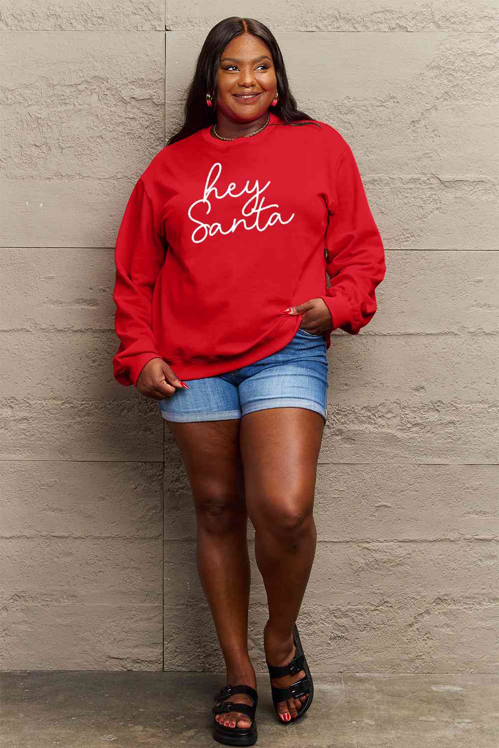 Hey Santa Sweatshirt- 3 Colors (Red, Black, Taupe)