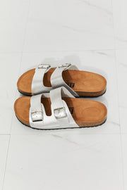 Birk Dupe Slide Sandals- Silver