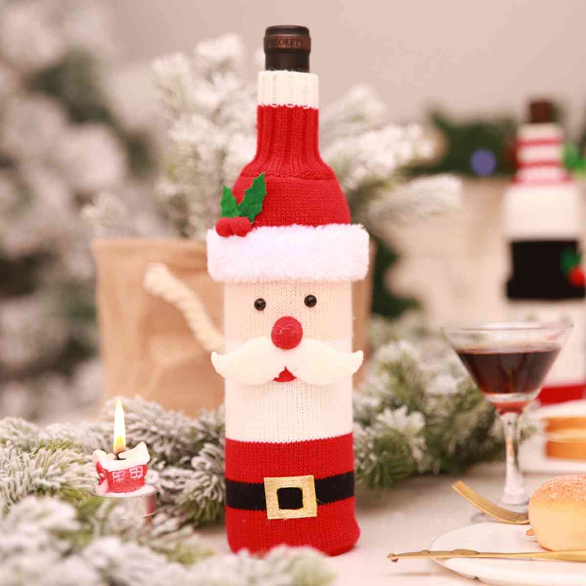 Knitted Christmas Wine Bottle Cover (Santa, Snowman)