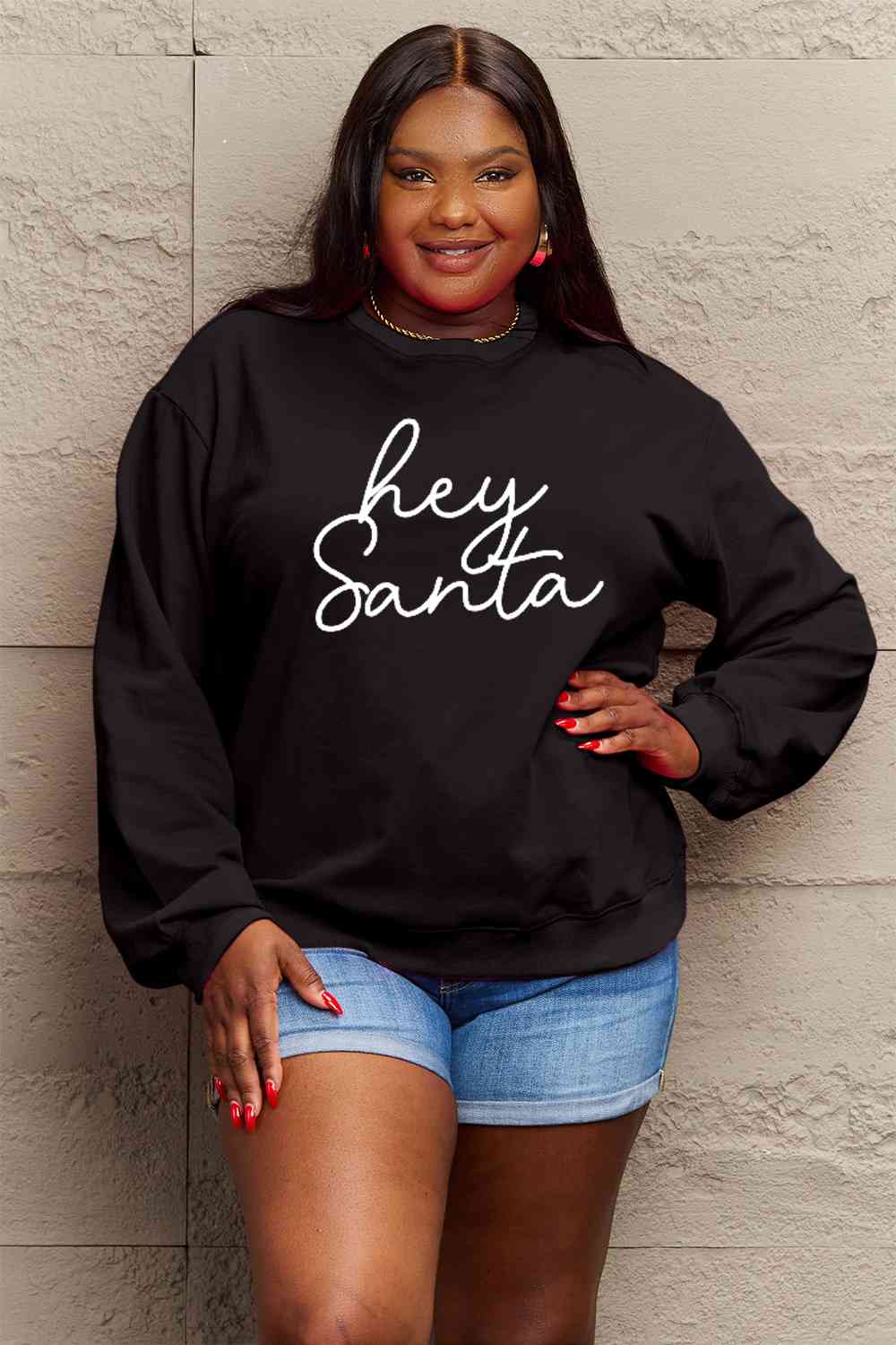 Hey Santa Sweatshirt- 3 Colors (Red, Black, Taupe)