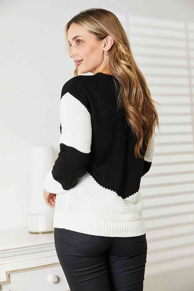 Ribbed Two Tone Sweater