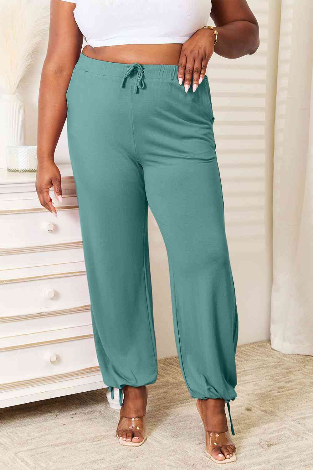 Drawstring Waist Pants- 3 Colors (Teal, Navy, Mauve)