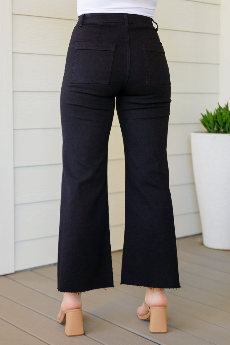 The Monique- Black Wide Leg Crop Jeans