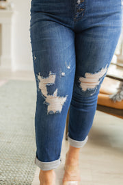 The Autumn- Judy Blue Denim- Button Fly Distressed Boyfriend Jeans