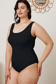Square Neck Sleeveless Bodysuit (White, Black, Camel, Beige, Black Forest)