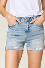 High Waisted Rolled Judy Blue Shorts