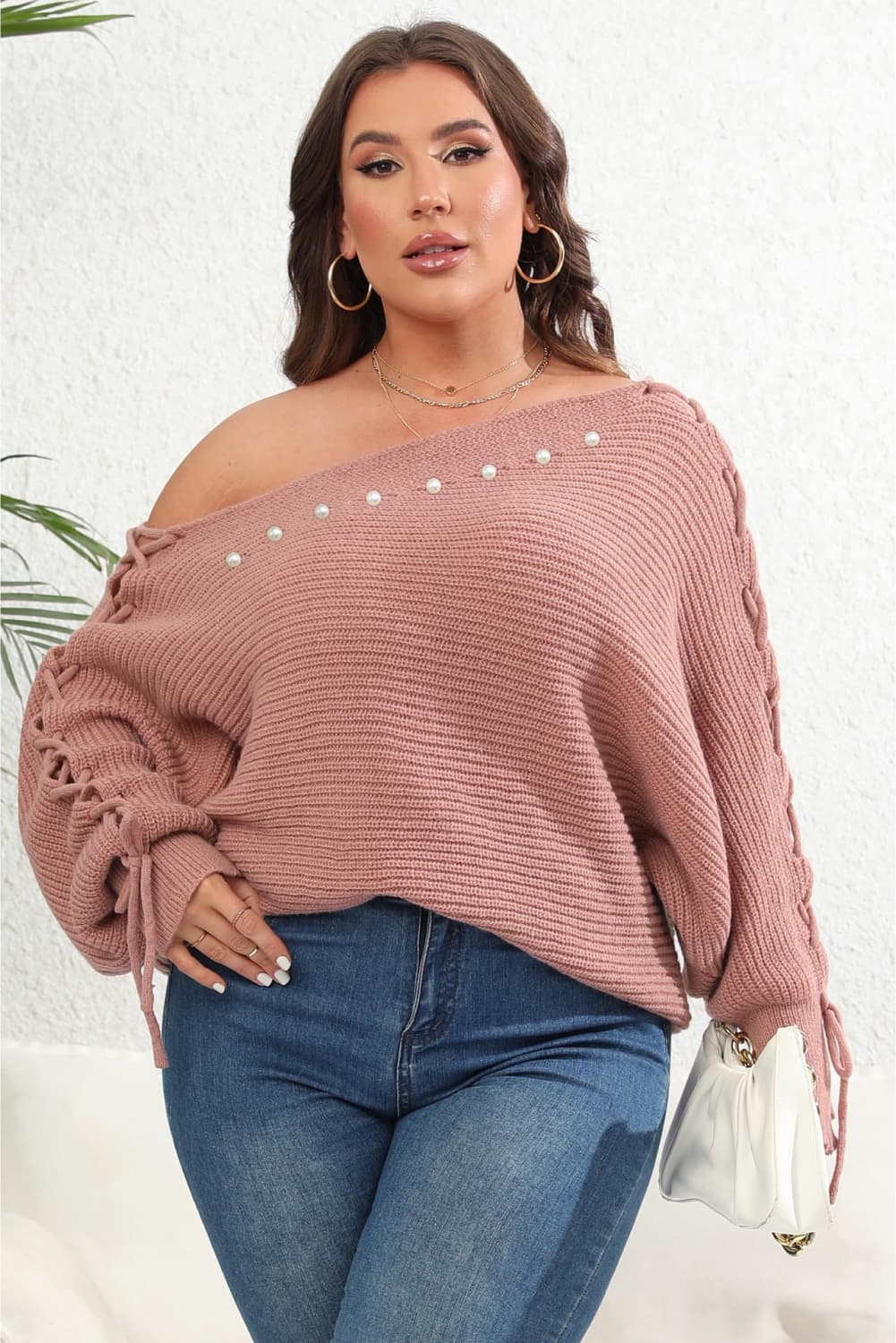 Perfectly Pearl One Shoulder Beaded Sweater