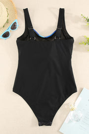Striped Sleeveless One-Piece Swimsuit- 2 Colors (Blue, Black)