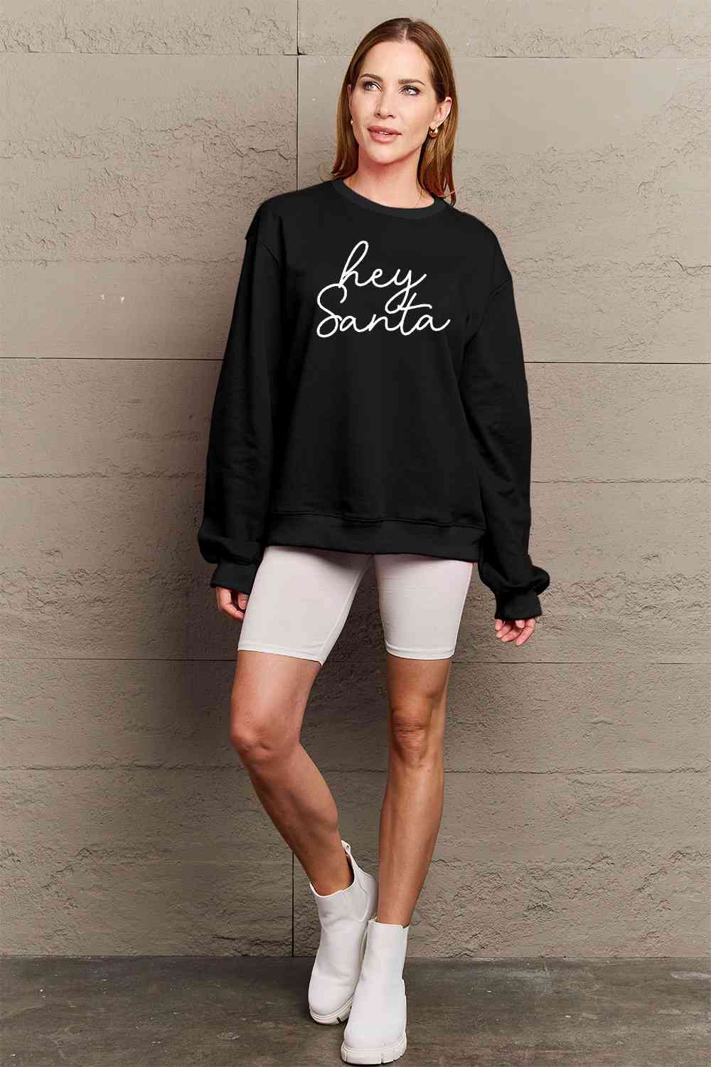 Hey Santa Sweatshirt- 3 Colors (Red, Black, Taupe)