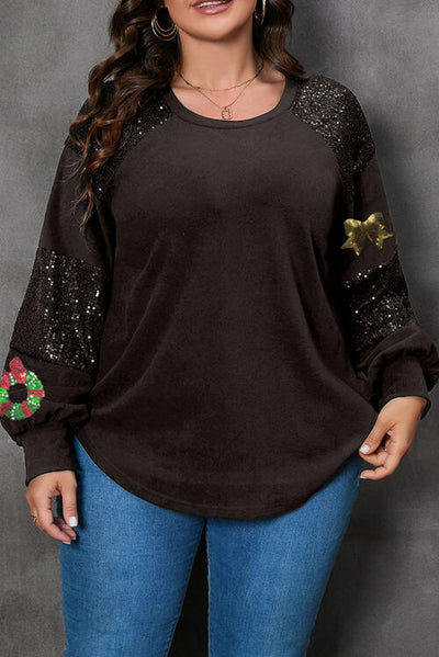 *CURVY only* Sequin Sleeve Top