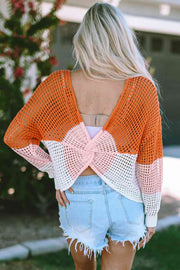 +V-Neck Dropped Shoulder Knit Top- 2 Colors (Pumpkin, Teal)