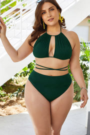 Plus Size Cutout Cutie Backless Bikini Set- 4 COlors (Green, Yellow, Red, Black)