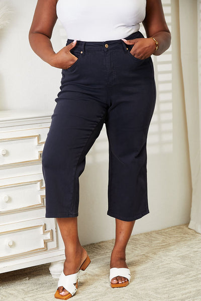 The Mary- Tummy Control Dark Cropped Judy Blue Jeans