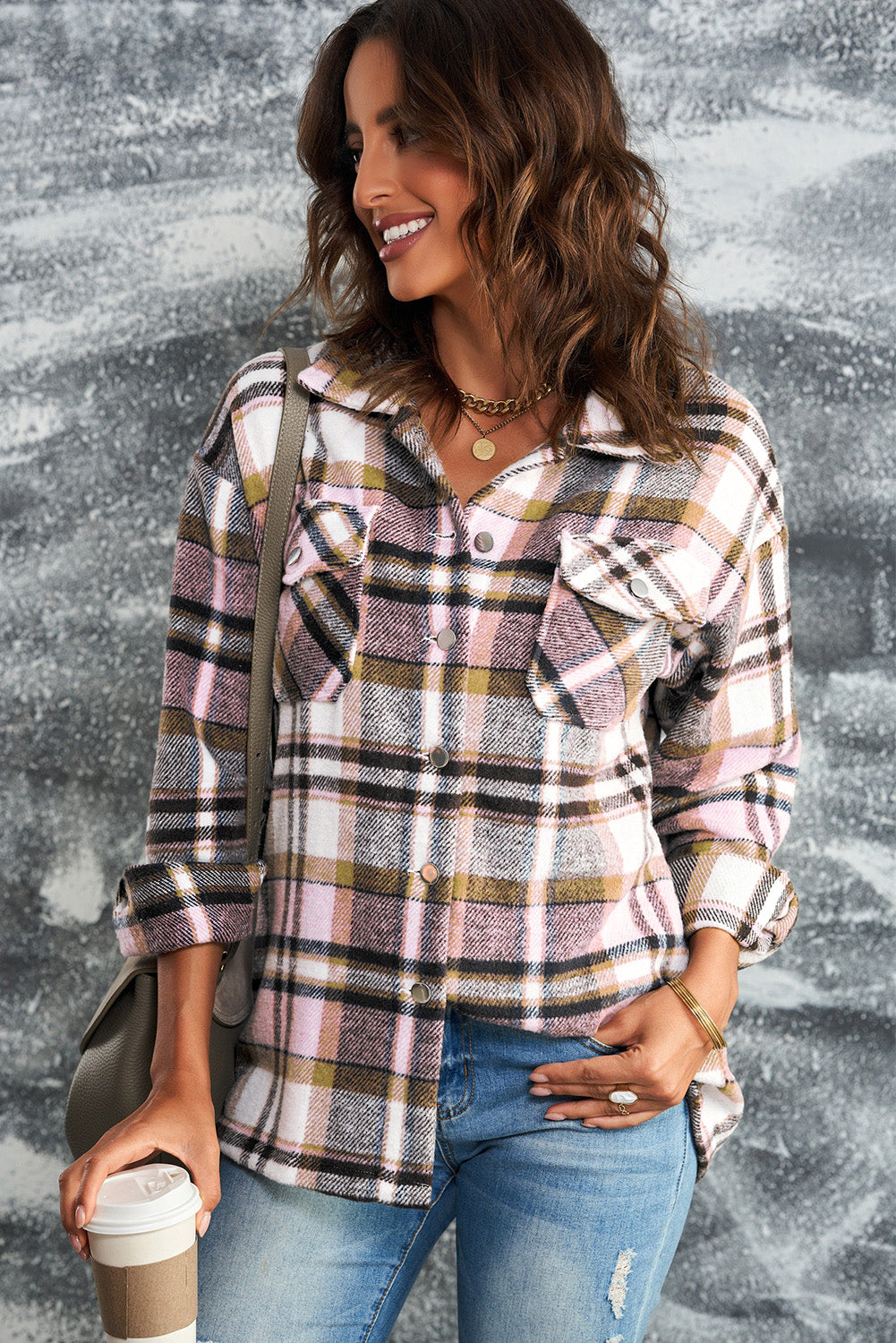 Let's Talk Plaid Jacket- 4 Colors (Pink, Red, Khaki, Blue)