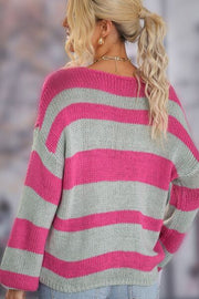 Striped Dropped Shoulder Long Sleeve Sweater