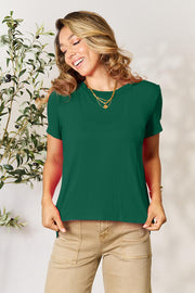 Round Neck Short Sleeve T-Shirt (Magenta, Turquoise, Sky, Black, Chestnut, Royal)