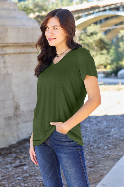 V-Neck Short Sleeve T-Shirt (Sky, Moss, Coffee)