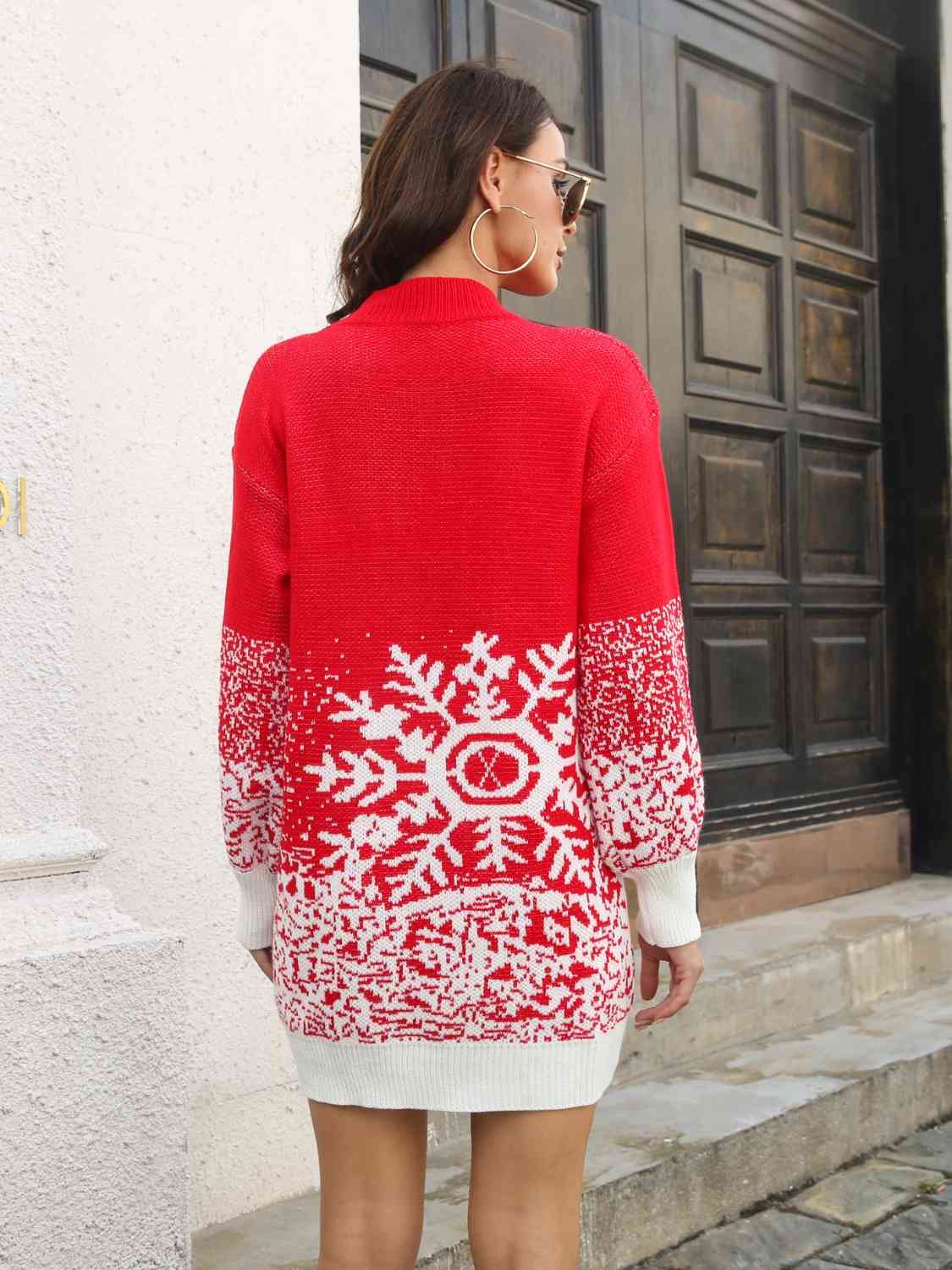 Snowflake Sweater Dress- 2 Colors (Red, Black)