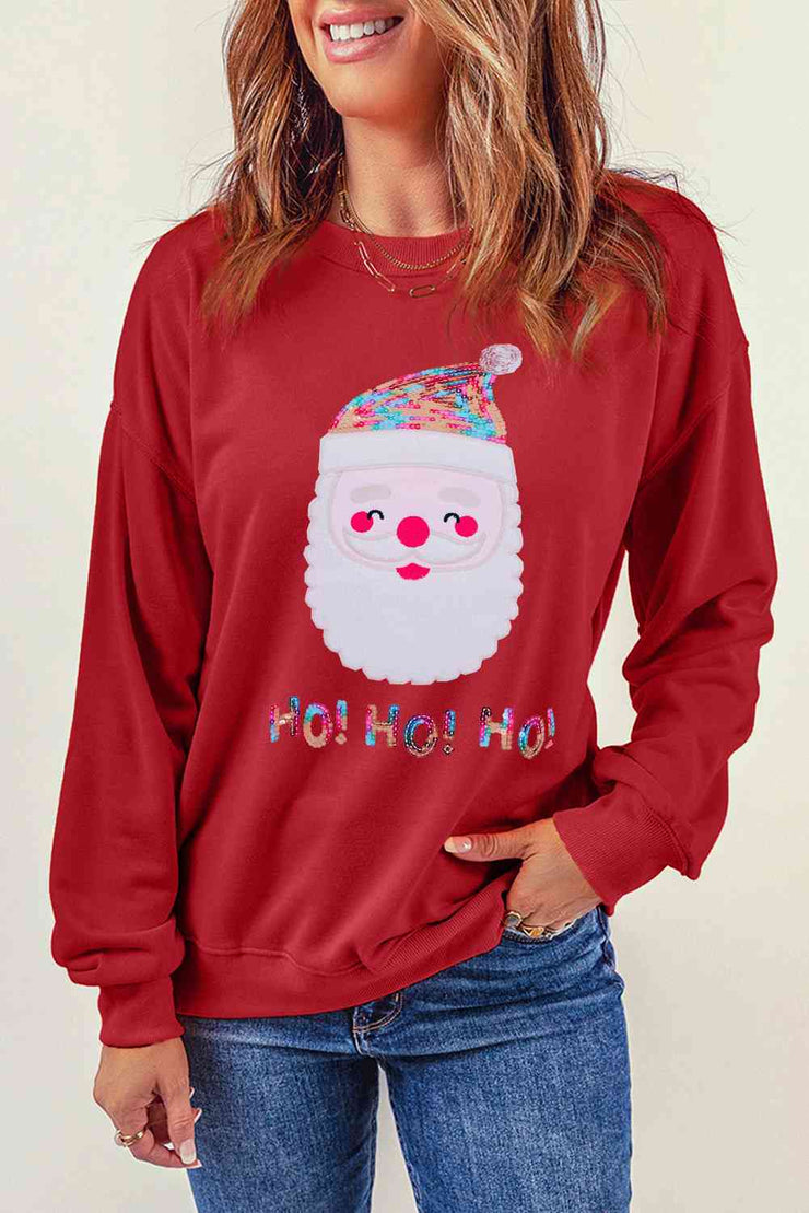 Sequin Santa Sweatshirt- 2 Colors (Pink, Wine)