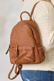 11” Vegan Leather Woven Backpack