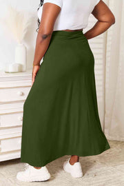 Soft Rayon Drawstring Waist Maxi Skirt Rayon (Taupe, Green, Black)