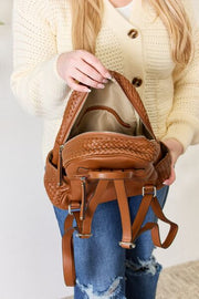 13” Vegan Leather Woven Backpack