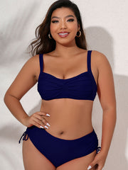 Plus Size Twist Tie Bikini Set- 5 Colors (Red, Blue, Fuschia, Black, Navy)