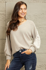 Patched of Lace Sweater- Beige