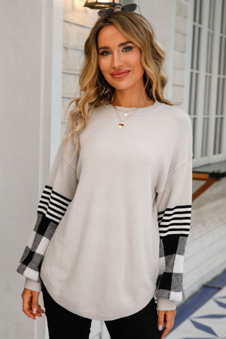 Plaid for the Season Pullover- 3 Colors (Black, Gray, Beige)