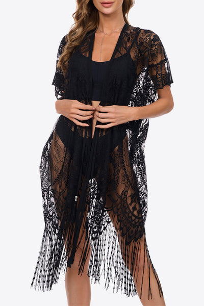 Fringe & Flirty Lace Cover-Up Dress- 2 Colors (Black, White)