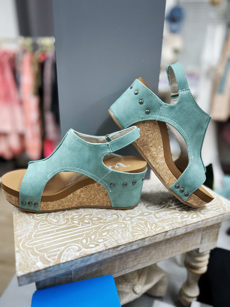 Sweet Suede Sandals- Turquoise